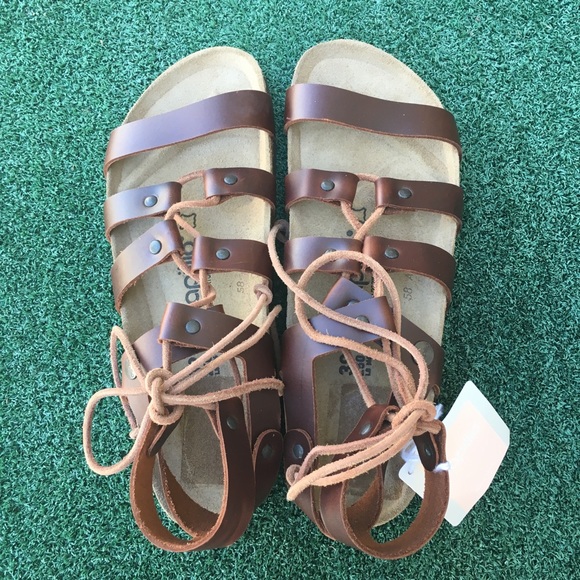 NWT Birkenstock Cleo Gladiator Sandal Cognac 37 - Picture 8 of 8